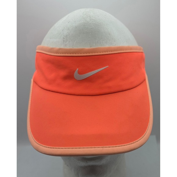 Nike Dri-FIT Featherlight Adjustable Visor Hat Cap Orange Activewear - Picture 1 of 12